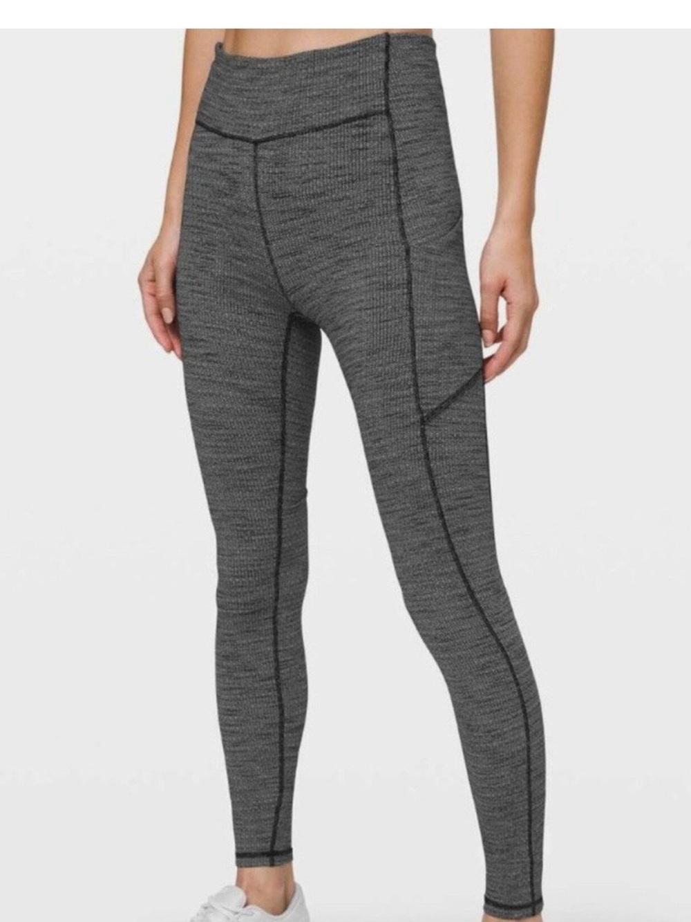 Lululemon Speed Up Tight 28" Luon Black Heather Gray , Size (6)